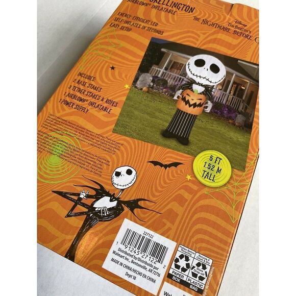 Nightmare Before Christmas Jack Skellington Gemmy Airblown Inflatable 5 Ft - Picture 7 of 12